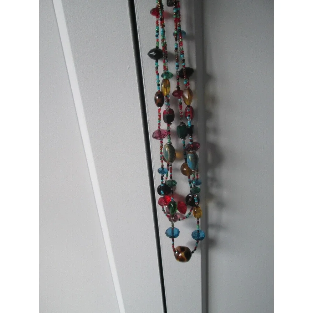 2 Multi Strand Colored Stone Speckled‎ Glass Beaded Necklaces CHICO's YOUSI